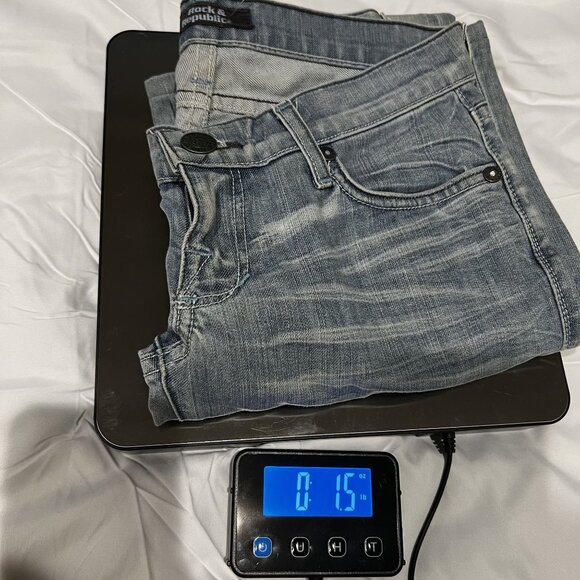 Rock & Republic Womens Distressed Straight-Leg Jeans Size 27 Blue Denim - Picture 9 of 10